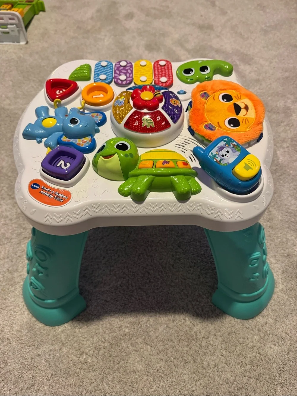 Interactive Kids Activity Table - Teal, White, Multicolor